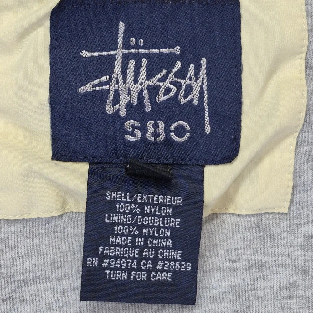 Vintage Stussy 8 Ball Jacket Mens M Cream Navy Color block Y2K Streetwear